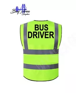 Bus Driver High Visibility Safety Vest W/Reflective hook & loop closure XL - Picture 1 of 11