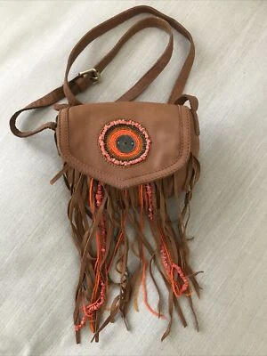 BOLSO BANDOLERA SAM EDELMAN CUERO FLECOS MARRÓN CON CUENTAS Foto 1 de 4