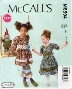 McCall's M6594 Mädchen Kleider, Gürtel, Hosen mit Rüschen Gr. 6-8 SCHNITT KOMPLETT - Bild 1 von 5