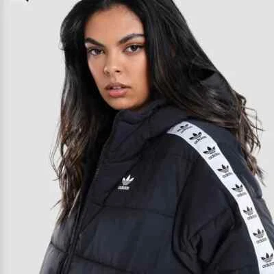 Chaqueta acolchada con capucha Adidas abrigo aislante para mujer logotipo del trébol HB6028 nueva Foto 1 de 4