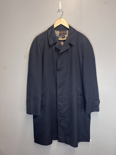 Burberrys Trench Navy Terylene Cotone Giacca Vintage Uomo Nova Taglia L XL 44 46