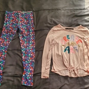 girl large graphic long sleeve and leggings SO - Picture 1 of 3
