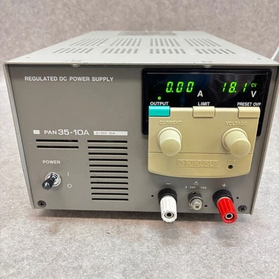 Kikusui PAN35-10A Regulated DC Power Supply 0-35V/0-10A Used Japan - Image 1 of 4