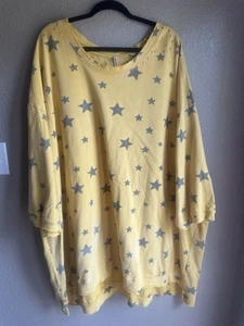 Magnolia Pearl Francis Sweatshirt Yellow Star Tunic Top Pullover Cotton FLAW - Picture 1 of 8