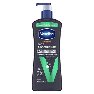 Vaseline Men Fast Absorbing-3 In 1 Face Hands & Body Lotion, 20.3 Oz  E16E - Image 1 of 4