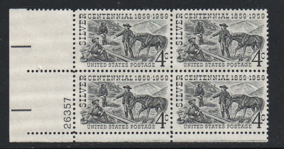 ALLYS US Plate Block Scott #1130 4c Silver Discovery [4] MNH OG F/VF [STK] - Image 1 of 1