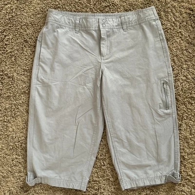 DANSKIN Grey Capri Pants Loose Leg Snap Bottom Inner Drawstring M 8-10 Casual - Image 1 of 4