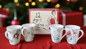 Lenox American By Design 12 Days of Christmas Porcelain Mugs Set Of 4 12 oz - Picture 1 of 10