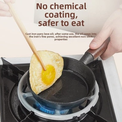 Deep Mini Cast Iron Oil Pot for Frying Eggs Dumplings and Pouring For Hot Oil - Image 1 of 4