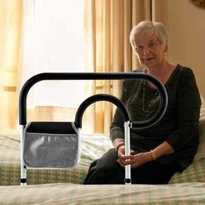 Home Bed Rail Adjustable Stainless Steel with Storage Pocket Easy Install 1Pack - Picture 1 of 10