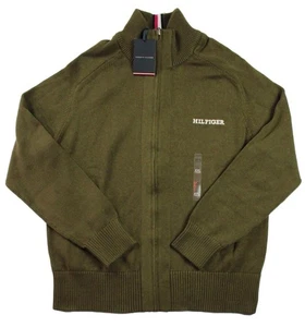 Tommy Hilfiger Mens Sweater XXL Full Zip Long Sleeve Jacket Knit Mock Neck Green - Picture 1 of 8