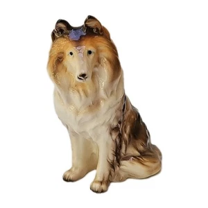 Vintage Shafford Japan Rough Collie 5.5" Ceramic Brown & Beige Dog Figurine  - Picture 1 of 11