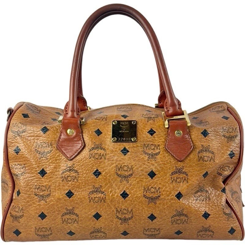 Auténtico Bolso Boston de Hombro MCM Visetos Cuero Marrón Foto 1 de 4