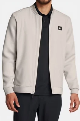 110 美元...Under Armour Drive Pro Storm 混合尺寸 2XL 全拉链高尔夫夹克霜。 — 第 1/4 张图片