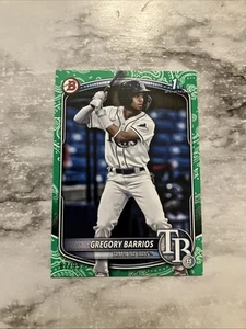 2025 Bowman Gregory Barrios #BP-7 Green Pattern /99 Rays - Bild 1 von 2