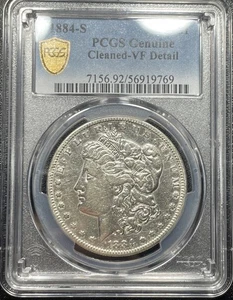 1884 S Morgan Silver Dollar $1 PCGS Genuine Cleaned VF Detail Nm1 - Picture 1 of 4