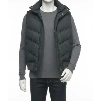 Vintage Gap Black Puffer Vest Down Filled High Collar Y2K Ribbed Hem Size Medium - Image 1 of 4