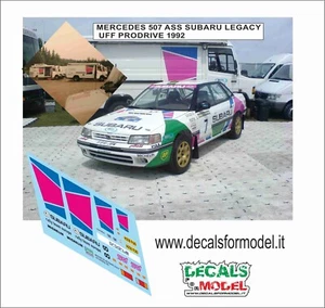 DECALS 1:43 MERCEDES 507 VAN SERVICE SUBARU LEGACY ALEN 1992 - Foto 1 di 1
