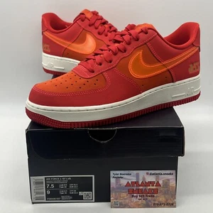 Size 7.5 - Nike Air Force 1 '07 ATL Red Orange White (FD8306-657) - Picture 1 of 7
