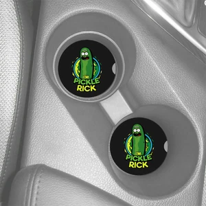 I'M PICKLE RICK & MORTY INSPIRED DESIGN CUSTOM RUBBER CAR COASTER 2 PC SET - Picture 1 of 1