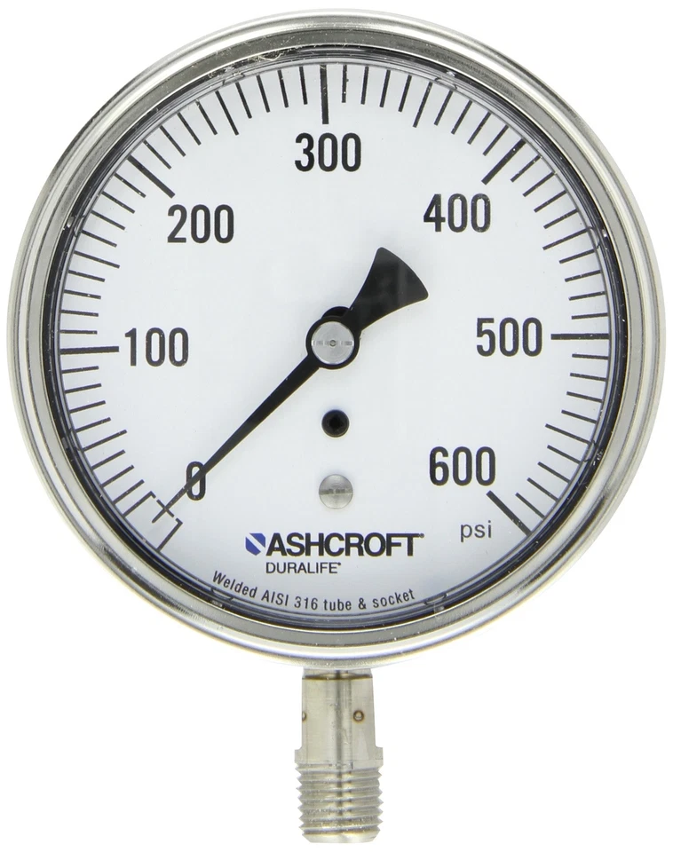 IN OPEN BOX Ashcroft Gauge Pressure 0 to 600 psi 3-1/2 in. 351009SW02L600#