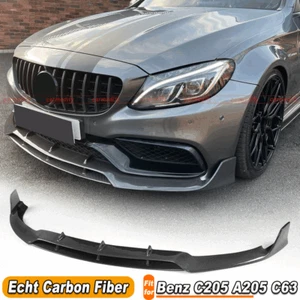 Se adapta a Mercedes C205 A205 C63 AMG 15-18 carbono labio delantero alerón labio - Imagen 1 de 11