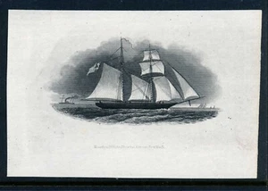 Rawdon, Wright, Hatch & Edson Vignette die proof on india paper, Schooner 1850s - Picture 1 of 4