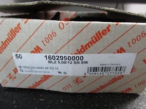 Weidmuller 1602990000 BLZ 5.00/12 SN SW 300V 10A AWG 26-12 Terminal Blocks Box - Picture 1 of 4