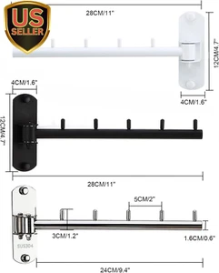 Folding Wall Mounted Clothes Hanger Rack with Swing Arm Stainless Steel Heavy... - Picture 1 of 12