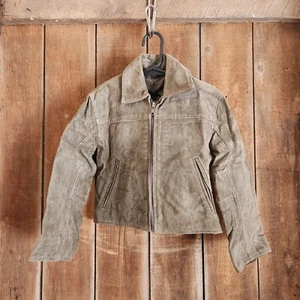 Wilson’s Leather Kids Beige Suede Leather Jacket Cowboy Sz Child XS Zip Front - Picture 1 of 10