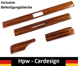 Mercedes W123 HOLZSATZ mit Haltblechen Armaturenbrett ZEBRANO HOLZ NEU - Picture 1 of 6