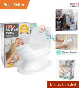 Toddler Potty Training Toilet Plastic Rubber Realistic Flush Sound White - Picture 1 of 11