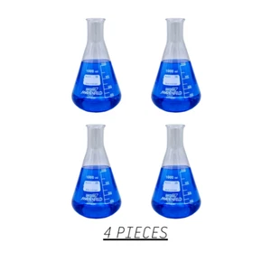 Erlenmeyerkolben 1000 ml Borosilikatglas 3,3 Schmalhals Set 4 Stück  - Bild 1 von 1