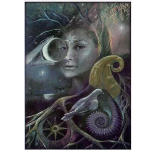 TARJETA DE FELICITACIÓN PAGANA Antigua Inanna CUMPLEAÑOS DIOSA EN BLANCO WENDY ANDREW  - Imagen 1 de 5