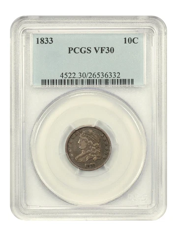 1833 10c PCGS VF30 Cover