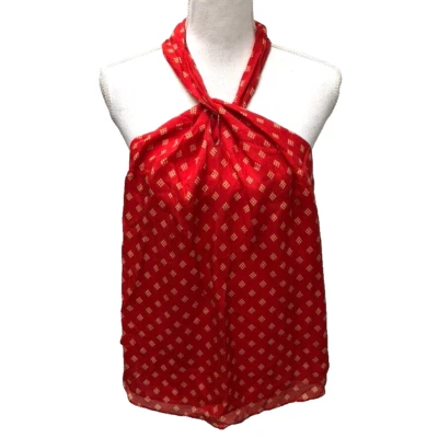 Joie Lisie Blouse Silk Top Womens Small Tropic Red Sleeveless New Business  - Image 1 of 4