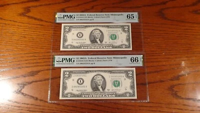 2003A PMG GEM 65 & 66 EPQ $2.00 REPEATER & RADAR NOTES SEE THE SERIAL NUMBERS! - Image 1 of 4