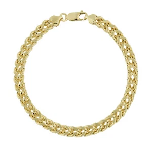Bracelet Franco creux véritable or 10K collé 925 - Photo 1/9