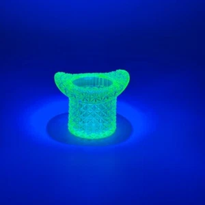 Uranium Glass Top Hat Toothpick Holder Diamond Point Pattern - Picture 1 of 10