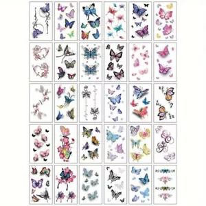 30pcs Set Butterfly Fake Temporary Tattoo Stickers, Body Arm Art Waterproof - Picture 1 of 6