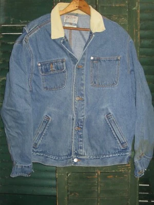RALPH LAUREN De Colección Años 80 90 Pelele Denim Jean Tareas Pana Cuello Chaqueta Med Foto 1 de 4