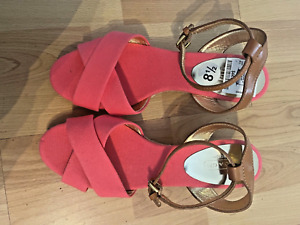 COACH Henley Pink Leather/Canvas Wedges,  Size 8.5, NWOB!