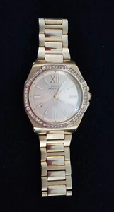 Juicy Couture Gold Tone Watch Crystal Bezel Link Band 6.5" Max Size New Battery - Picture 1 of 4