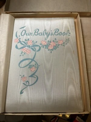 Nuevo de Lote Antiguo C. R. & Gibson Our Baby’s Book Record Journal Álbum de Fotos con Caja Foto 1 de 4