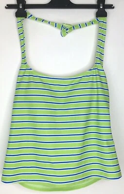 Купальный костюм Gabar женский размер 10 топ танкини только мягкий бюстгальтер чашка зеленая синяя полоса б/у в отличном состоянии - Изображение 1 из 4