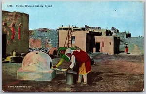 Vtg Native American Pueblo Indian Women Baking Bread Postcard - Picture 1 of 2