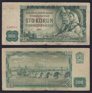 Banconota Cecoslovacchia 100 korun 1961 P.-91a (Serie C) MB/F - Imagen 1 de 1