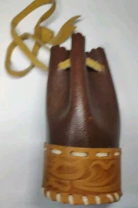 Child's Leather Drawstring Purse Pencil Bag Pouch 5" - Picture 1 of 5