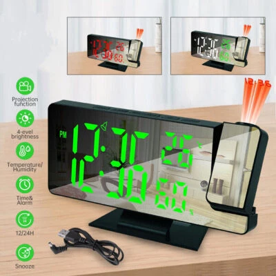 7.8" LED Projection Alarm Clock Digital Clock with 180° Projector Snooze Bedside - Image 1 of 4