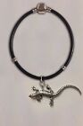 code C8 Lizard charm on a silver Faux Leather Snake Bracelet 